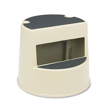 Rubbermaid® Commercial Rolling Step Stool, Curved Design, 2-step, Retracting Casters, 16 Dia. X 13.5h, Beige freeshipping - TVN Wholesale